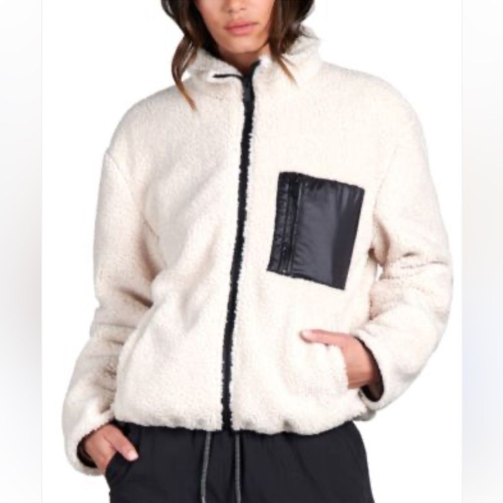 Sanctuary Zip up Sherpa Fleece Jacket Large